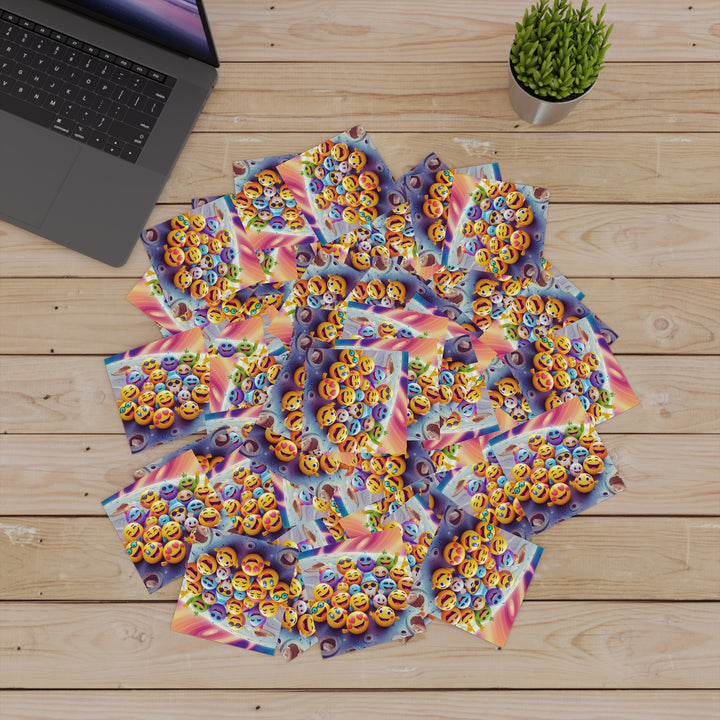 Vibrant Cosmic Emoji Laminate Square Sticker – Durable, Joyful & Trendy