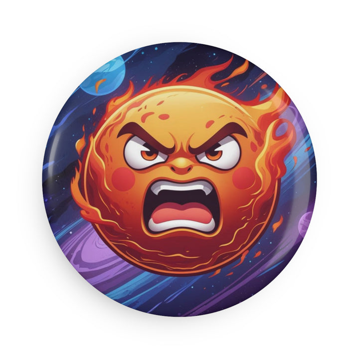 Fiery Angry Sun Cosmic Round Button Magnet – Customizable, Packs of 1/10