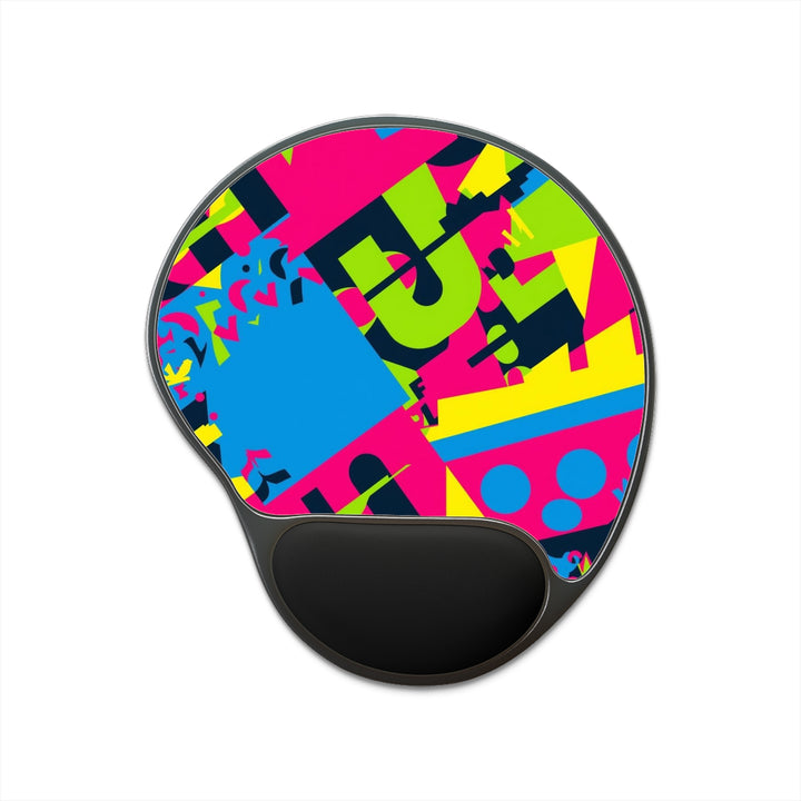 Ergonomic Memory Foam Mouse Pad—Bold Neon Abstract Wrist Rest, Trendy Design