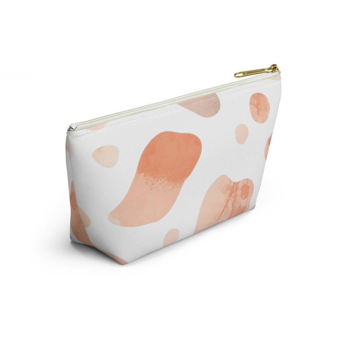 Chic T-Bottom Accessory Pouch – Blush & Peach Abstract Watercolor Design