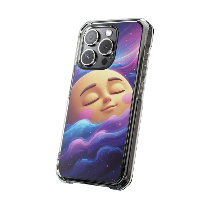 MagSafe Magnetic Clear Impact Case – Dreamy Galaxy Moon Design for iPhone