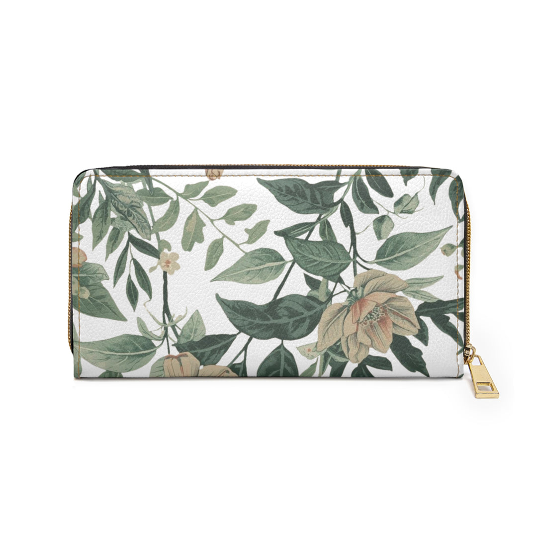 Sleek Personalized Zipper Wallet – Vintage Floral Faux Leather Organizer