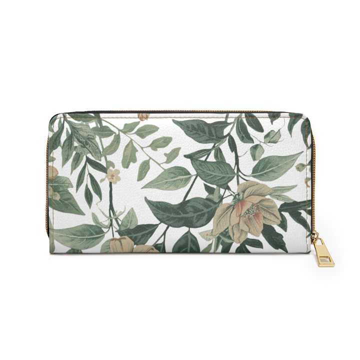Sleek Personalized Zipper Wallet – Vintage Floral Faux Leather Organizer