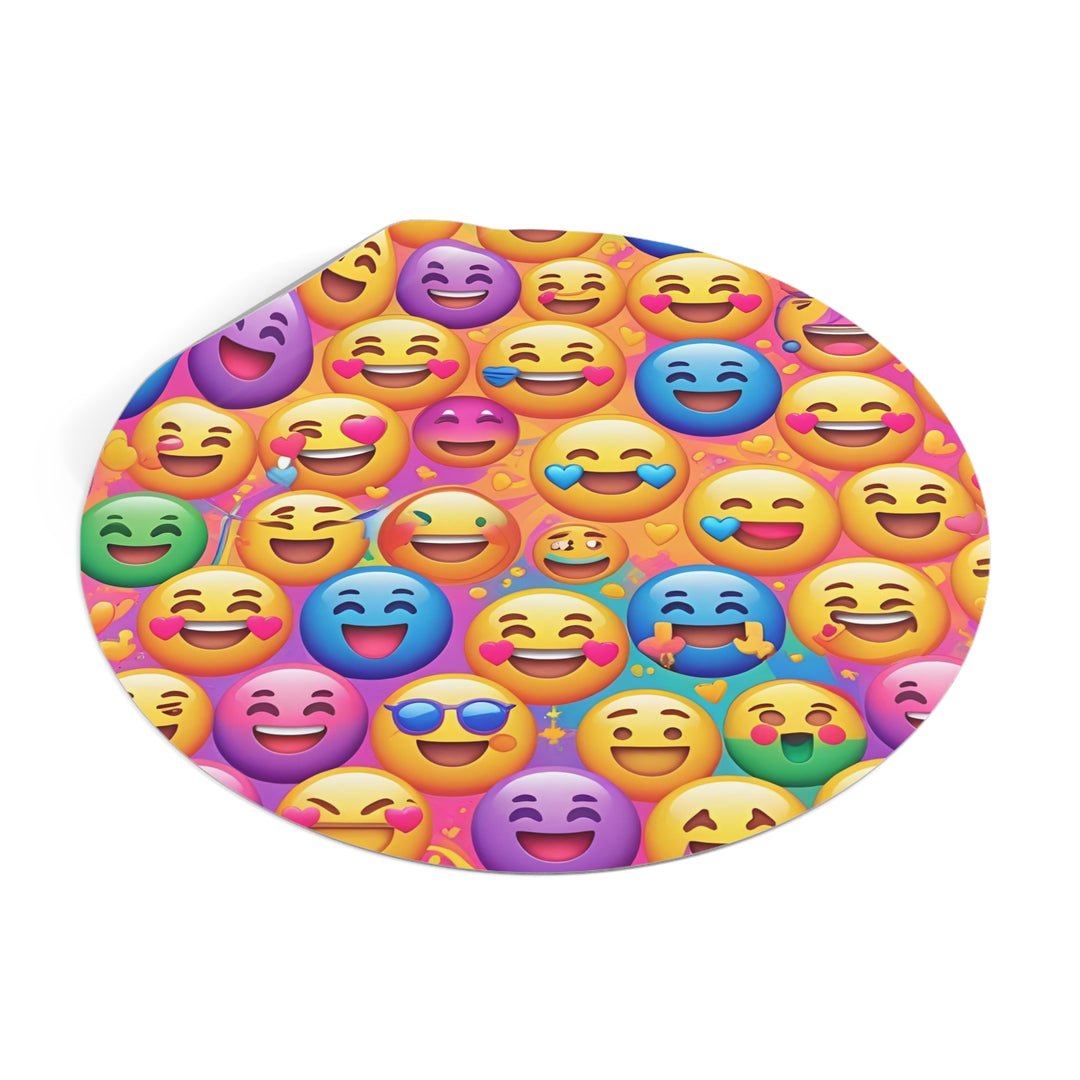 Custom Round Vinyl Stickers – Vibrant Emoji Smiley Faces, Waterproof Fun
