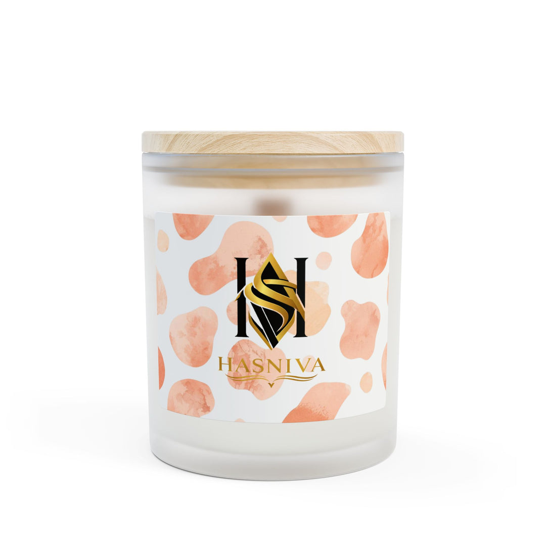 Modern Blush Frosted Glass Candle (11oz) – Chic Crackling Wood Wick