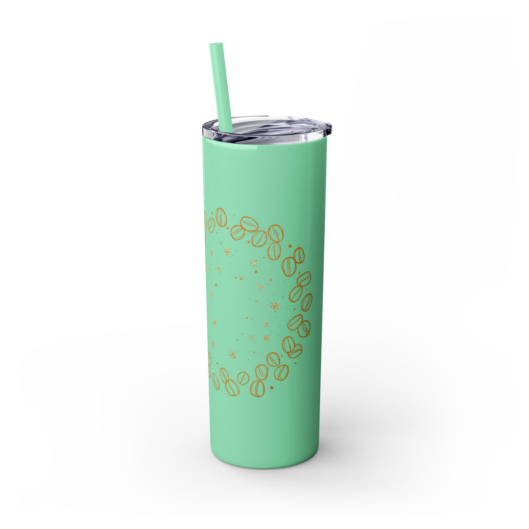 Coffee Lover’s 20oz Skinny Tumbler – Chic Hand-Drawn Beans & Straw