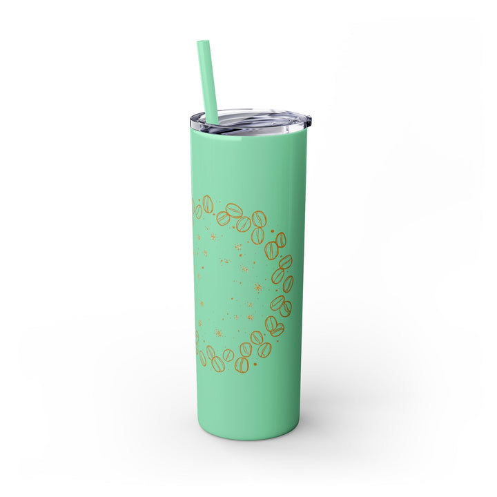 Coffee Lover’s 20oz Skinny Tumbler – Chic Hand-Drawn Beans & Straw