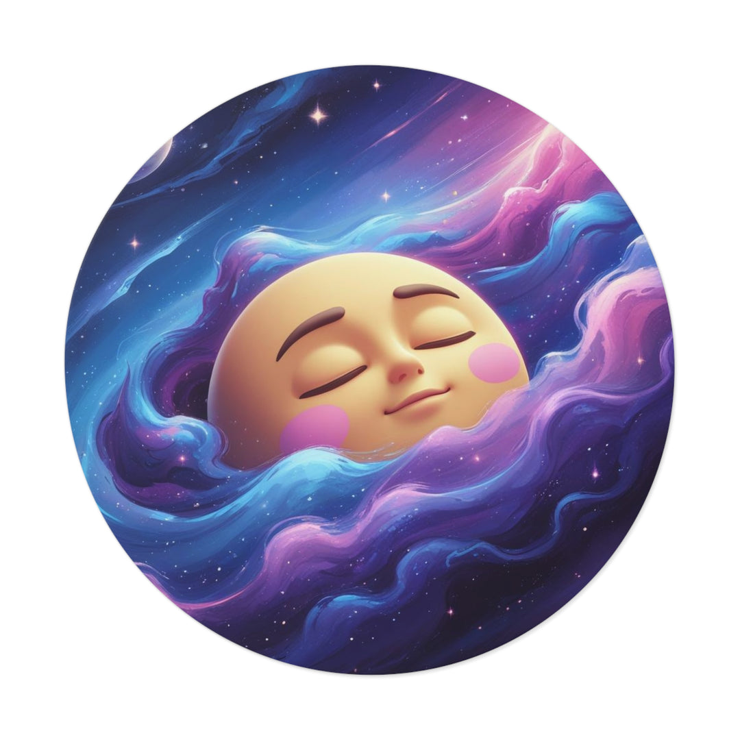 Custom Round Vinyl Sticker – Dreamy Galaxy Moon | Waterproof & Trendy
