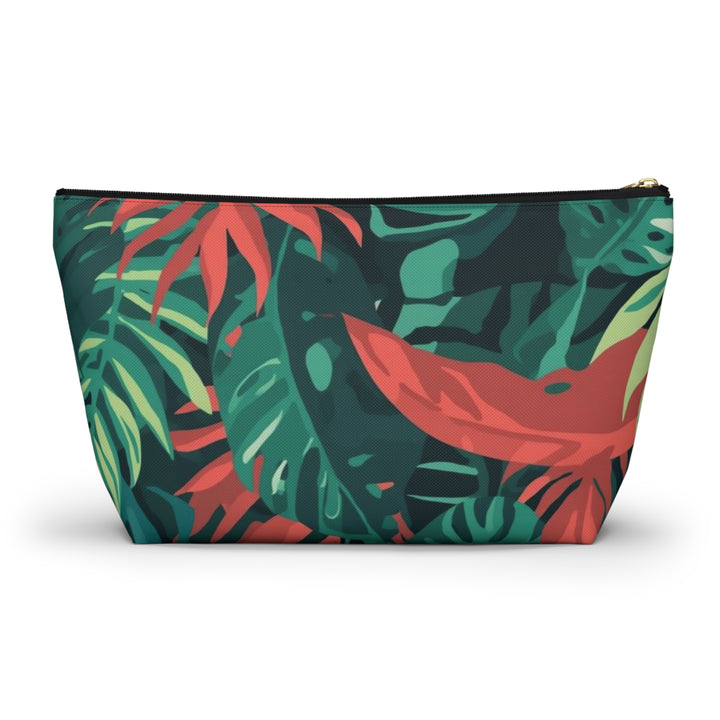 Chic T-Bottom Accessory Pouch – Tropical Leaf Pattern, Travel & Makeup Bag