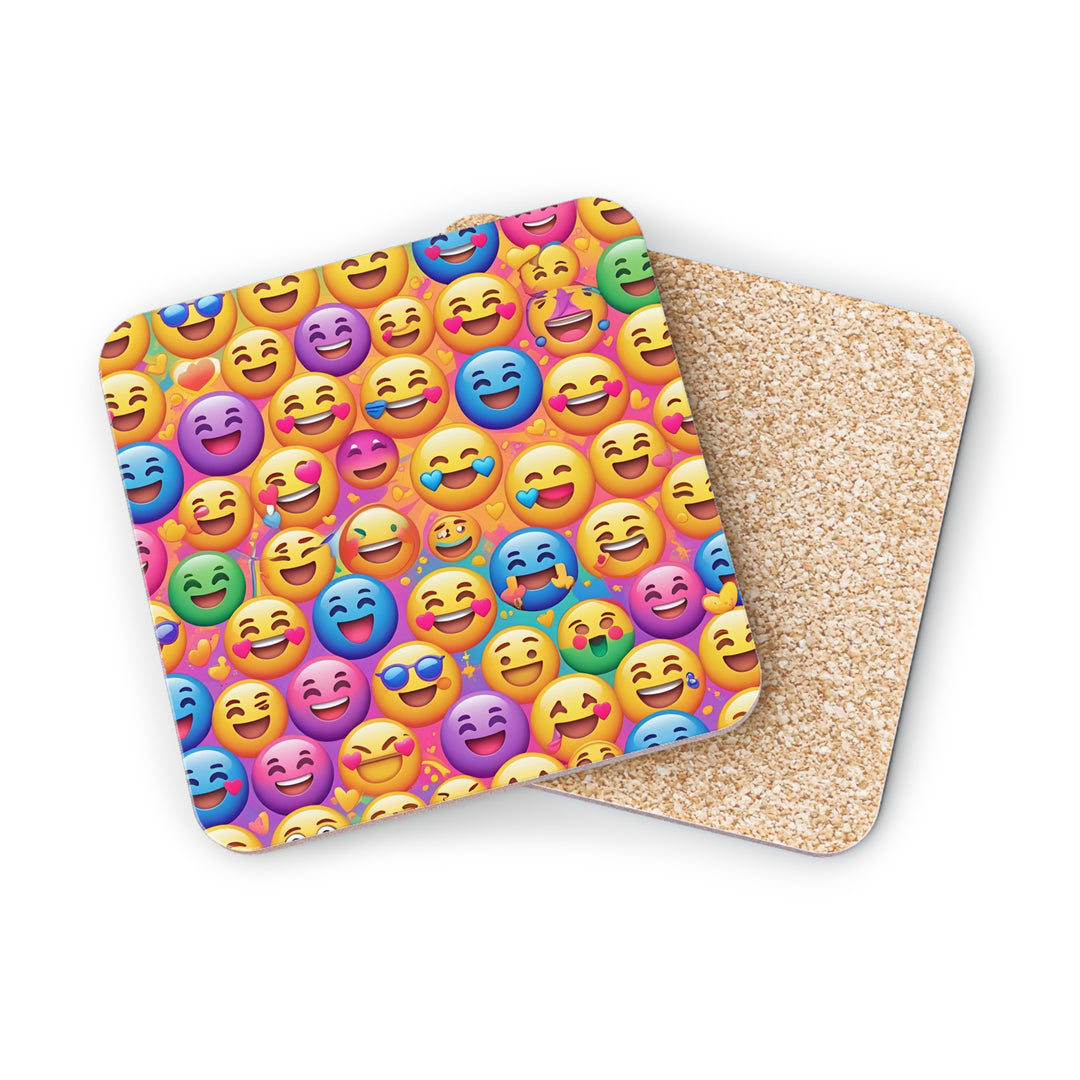 Cheerful Emoji Pattern Coasters – Vibrant, Durable, Fun Table Decor Set