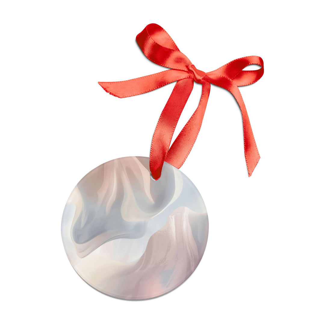 Personalized Acrylic Ornament with Ribbon – Pastel Abstract, Modern Chic Gift