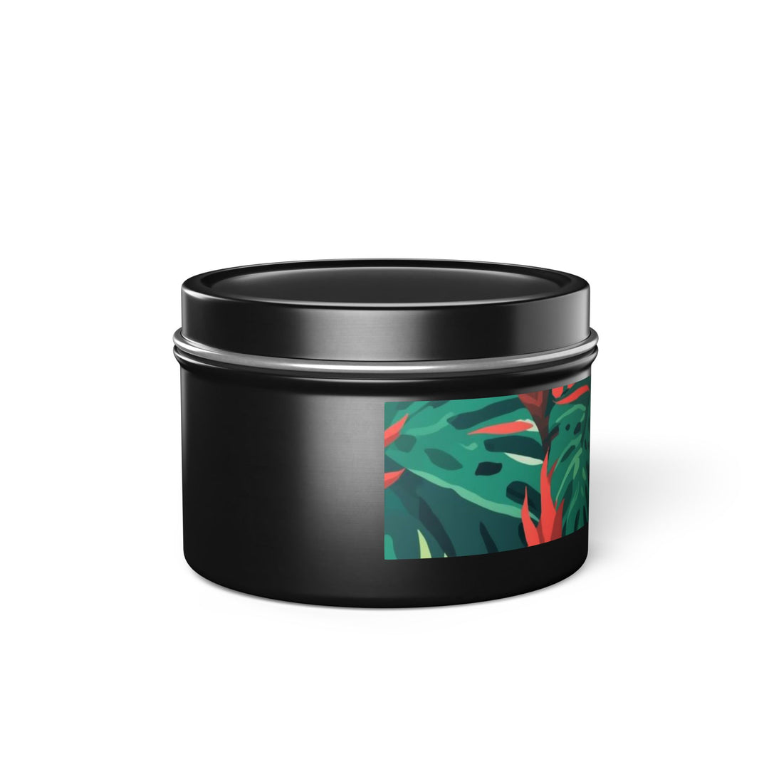 Handcrafted Tin Candles – Tropical Leaf Design, Custom Scents, Gift-Ready