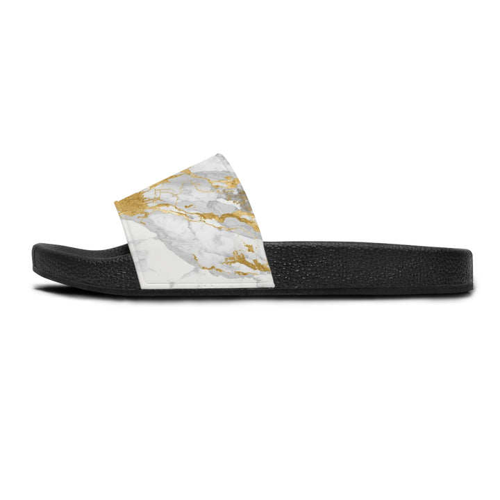 Chic Marble & Gold Women's Slide Sandals – Customizable, Ultra-Comfortable Slides