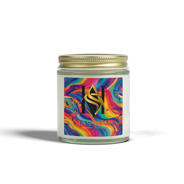 Vibrant Rainbow Abstract Scented Candle | Hand-Poured Coconut Apricot Wax