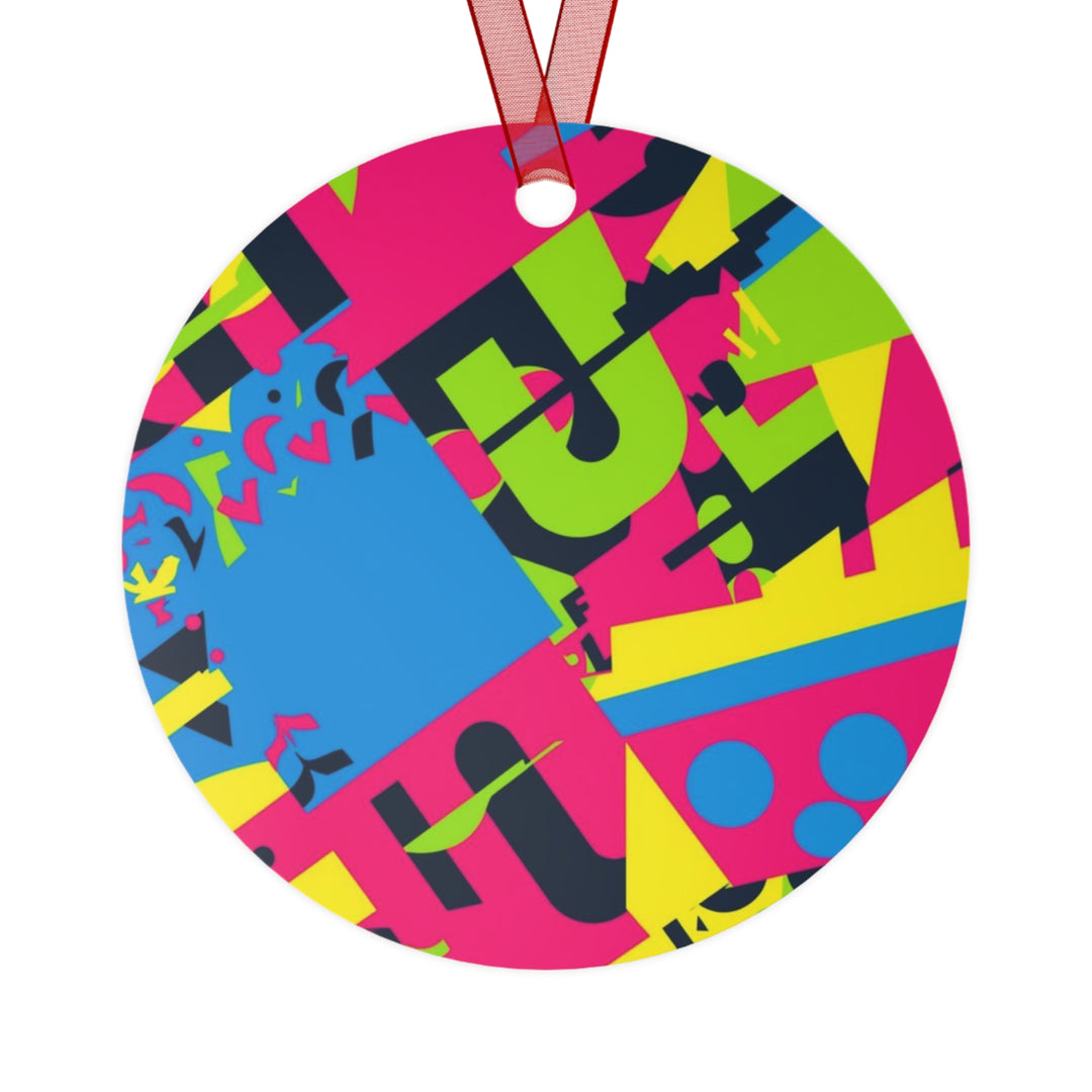 Trendy Geometric Metal Ornaments – Modern Neon Abstract Holiday Decor