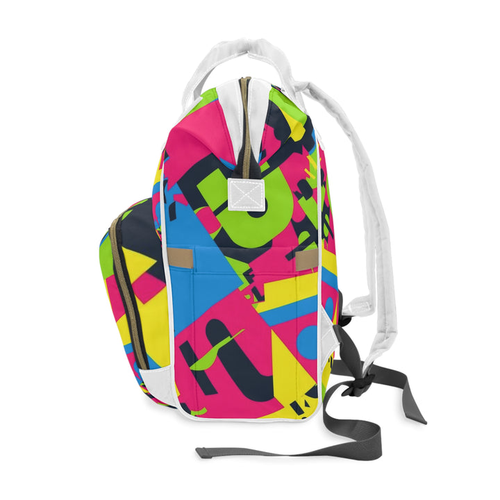 Trendy Neon Geometric Diaper Backpack – Stylish, Spacious & Waterproof