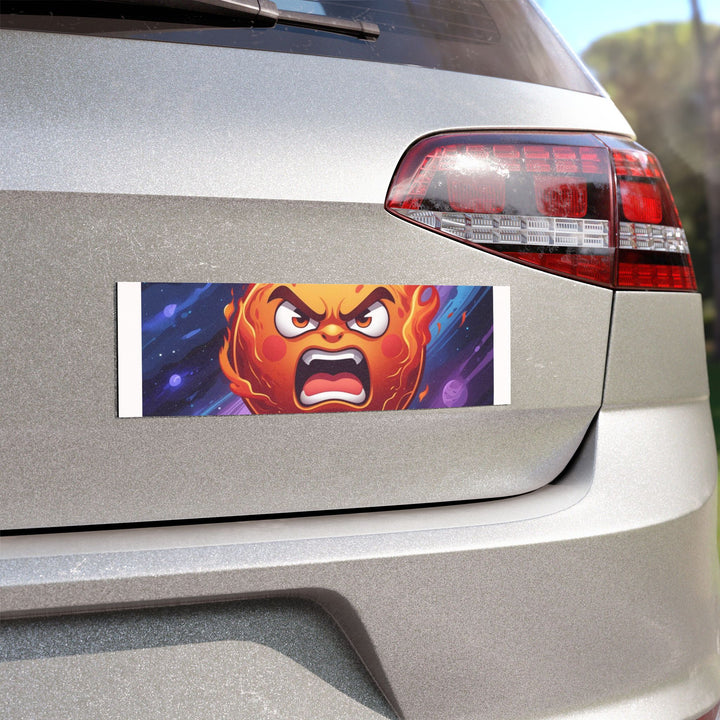 Custom Car Magnet – Fiery Cartoon Sun, Cosmic Vibes, Bold Space Design