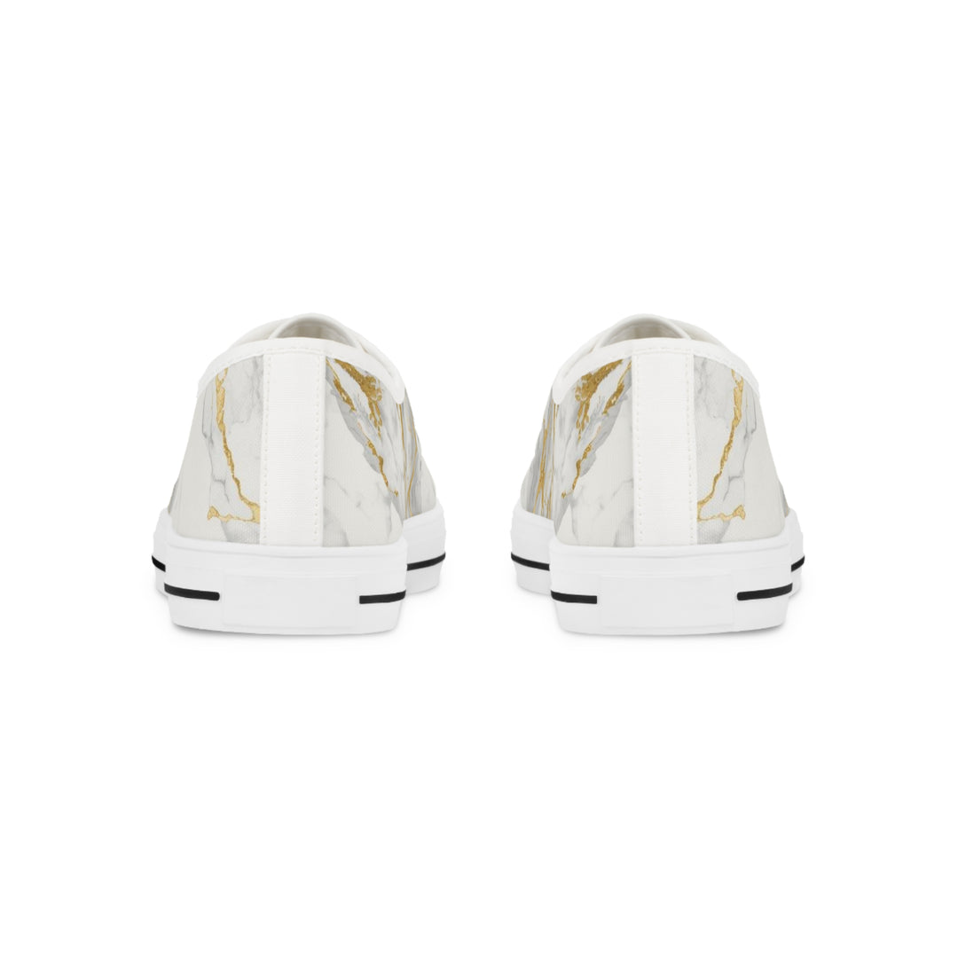 Custom Men’s Low Top Sneakers – Marble Gold Vein Design, Personalized & Stylish
