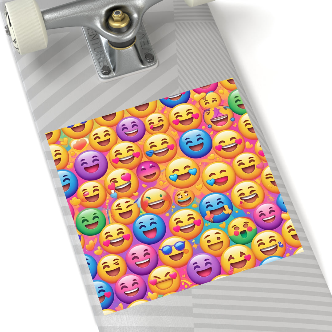 Vibrant Emoji Pattern Laminate Square Stickers – Durable, Fun & Trendy!