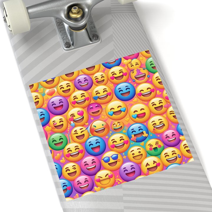 Vibrant Emoji Pattern Laminate Square Stickers – Durable, Fun & Trendy!