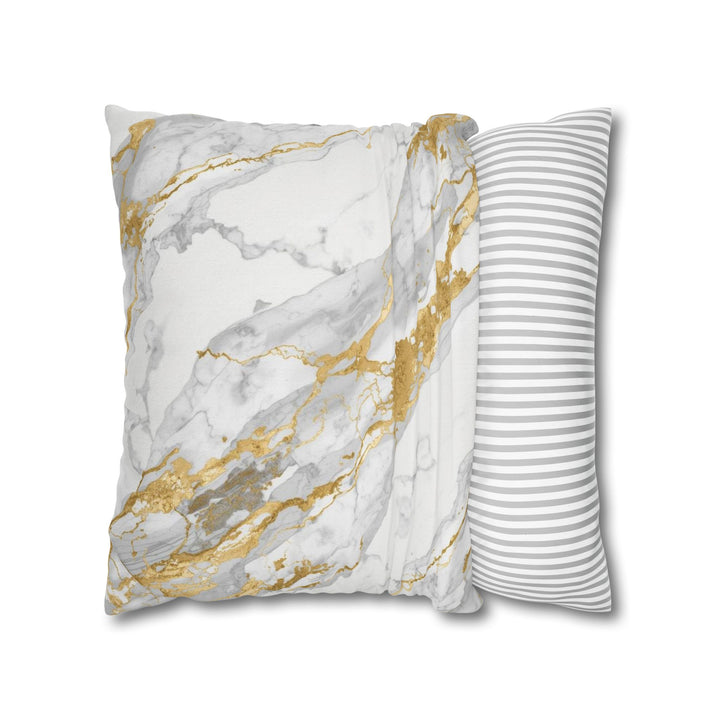 Spun Polnoter Marble Square Pillowcase – Luxe Modern Gold & Grey Accent