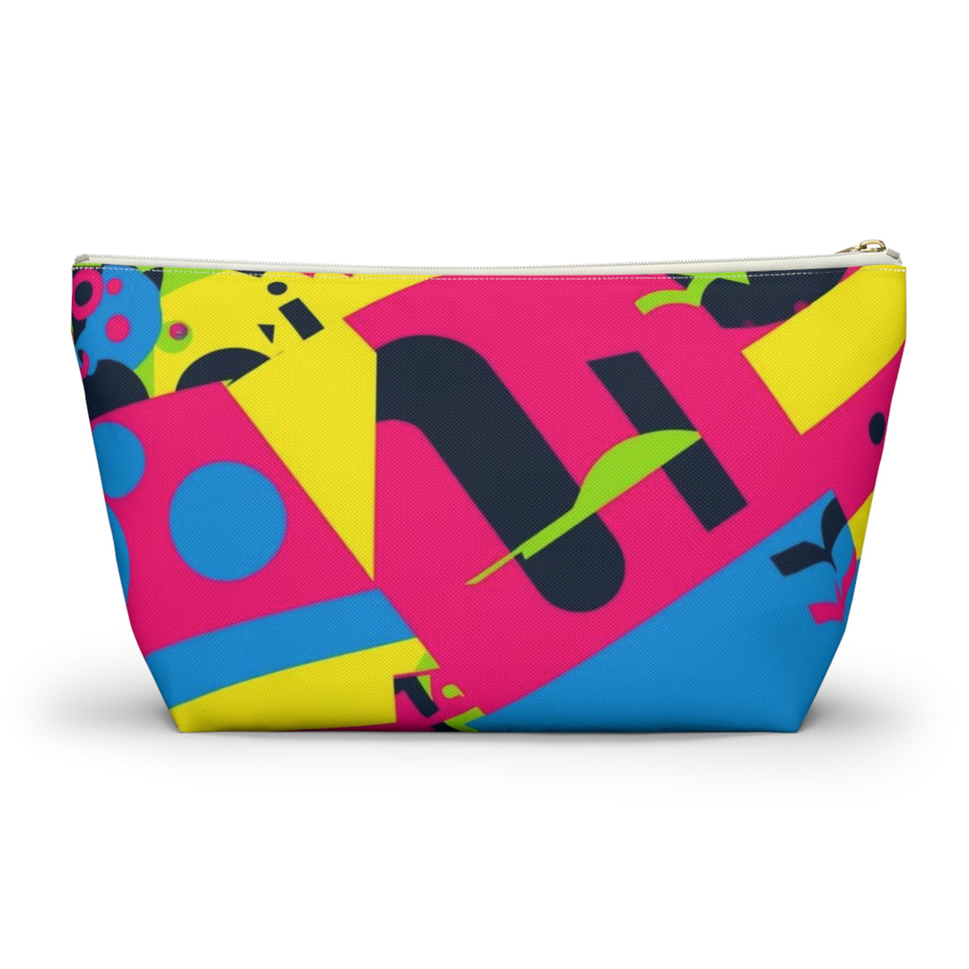 Chic Neon Geometric T-Bottom Accessory Pouch – Bold Modern Organizer