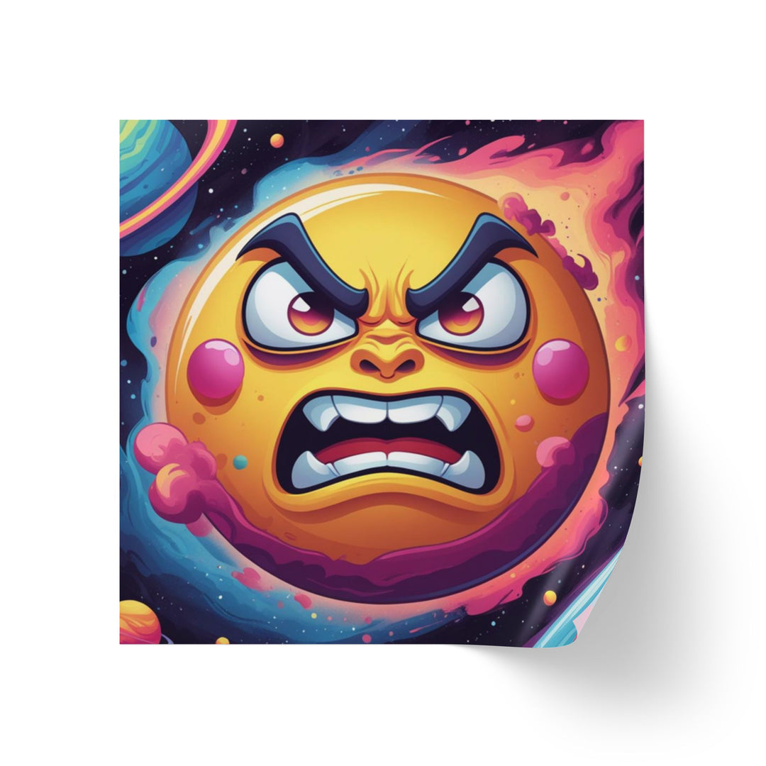 Cosmic Cartoon Sun Square Sticker Rolls – Fun, Durable Custom Labels