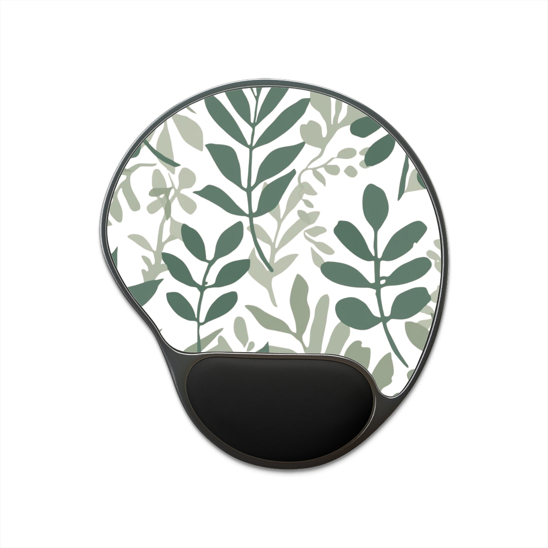 Ergonomic Memory Foam Mouse Pad with Wrist Rest – Modern Botanical Design