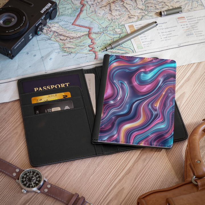 Marble Swirl Passport Cover – RFID, Custom, Chic Iridescent Travel Holder