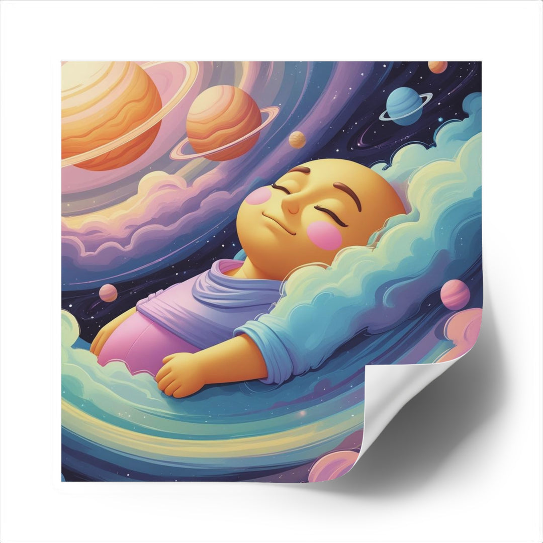 Cosmic Dream Baby Square Sticker – Waterproof Vinyl, Custom Indoor/Outdoor