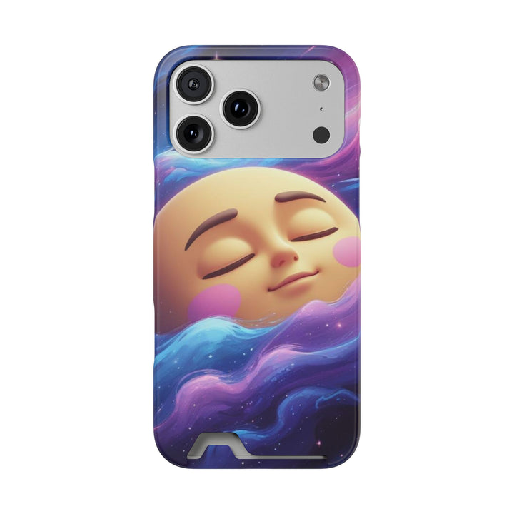 Galaxy Moon Phone Case With Card Holder – Cute Celestial Wallet Case