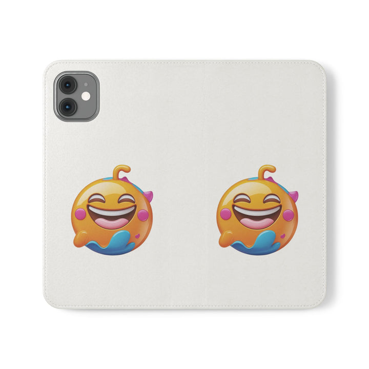 Emoji Joy Premium Flip Case – Fun Vegan Leather Wallet Stand Cover