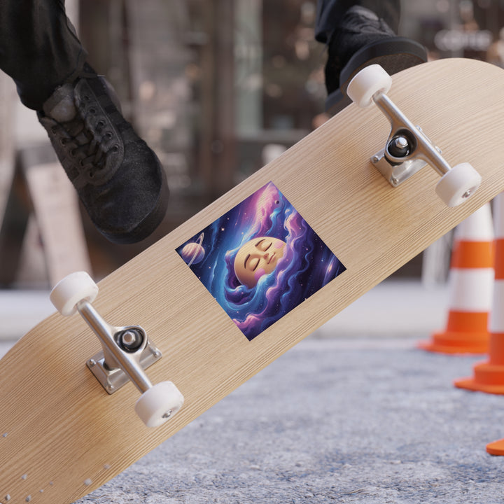 Dreamy Galaxy Moon Face Transparent Outdoor Sticker – Square, Weatherproof