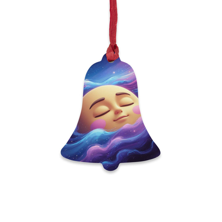 Handcrafted Wooden Ornament – Whimsical Galaxy Moon, Magnetic & Gift-Ready