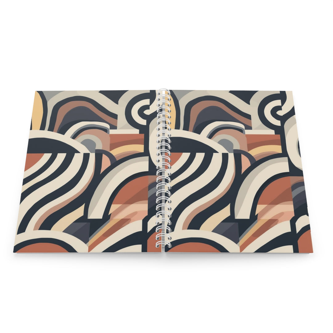 Custom Spiral Notebook – Modern Abstract Earth Tone Curves, 128 Pages