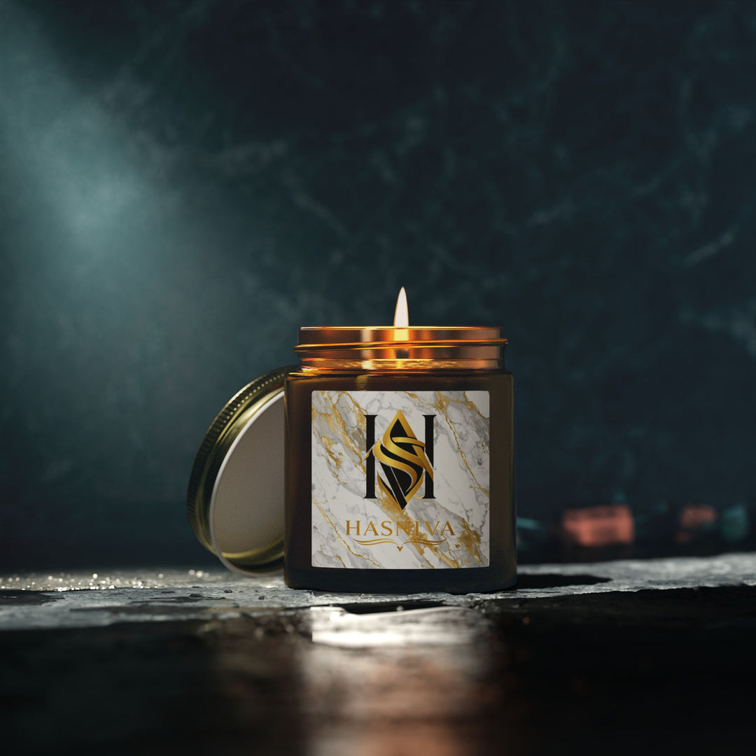 Hand-Poured Coconut Apricot Scented Candle – Marble & Gold Luxe | 4oz/9oz