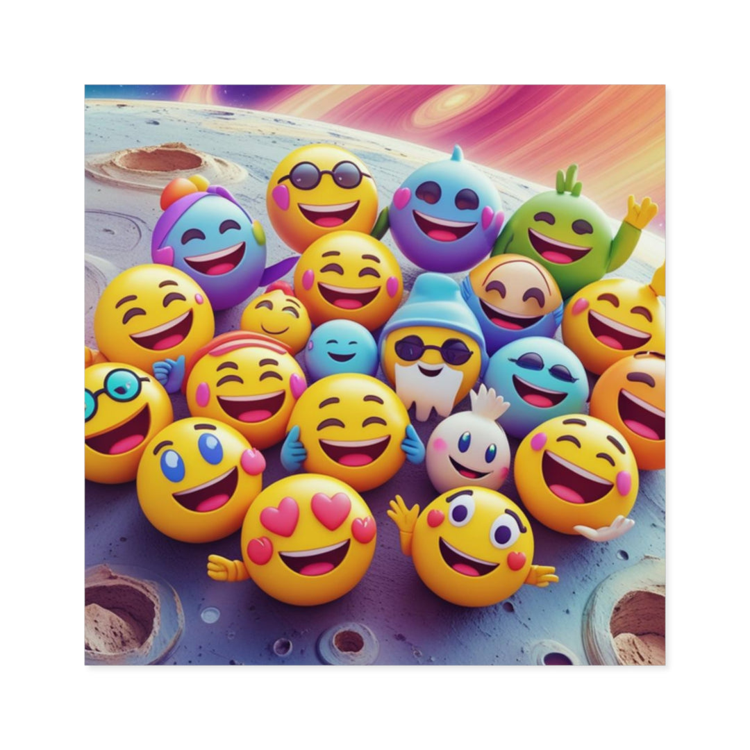 Vibrant Cosmic Emoji Laminate Square Sticker – Durable, Joyful & Trendy