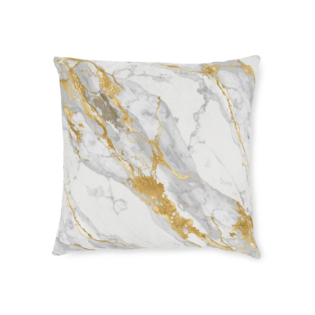Chic Marble Square Pillow – Custom, Gold Accent, Pink Back, Luxe Decor