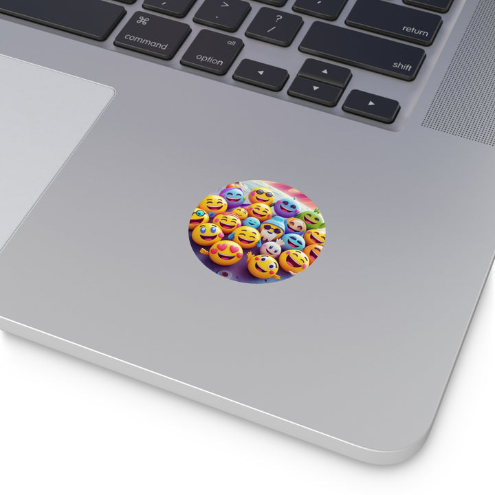 Cosmic Emoji Round Vinyl Stickers – Fun Waterproof Custom Laptop Decals