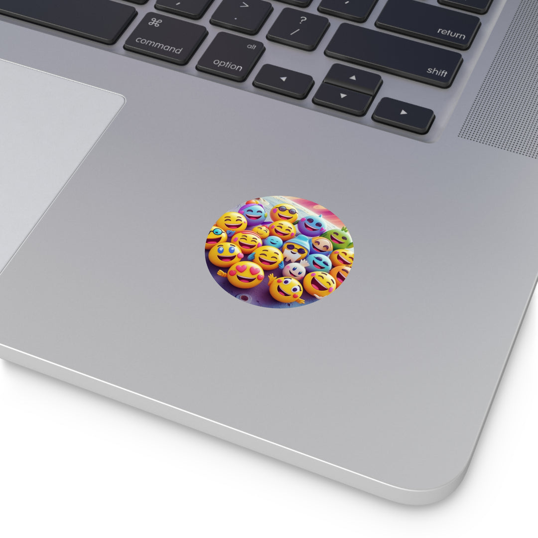Custom Round Vinyl Sticker – Playful Space Emoji | Waterproof, Durable, Trendy