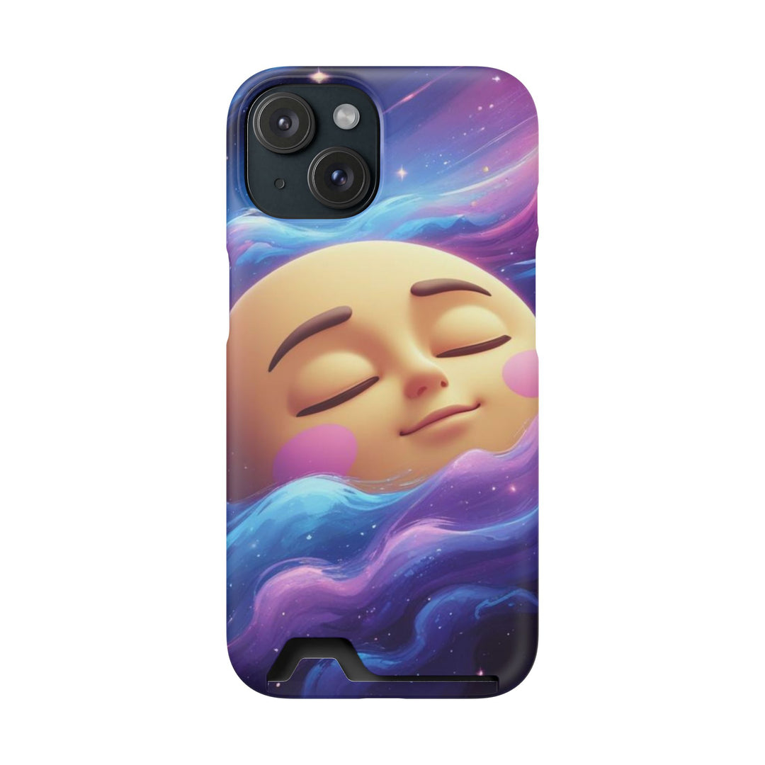 Galaxy Moon Phone Case With Card Holder – Cute Celestial Wallet Case