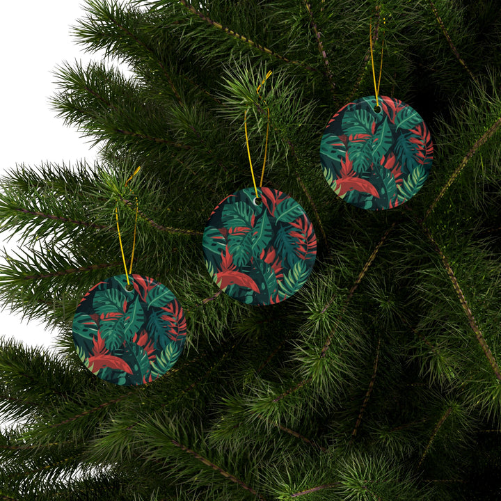 Custom Double-Sided Ceramic Ornaments – Tropical Leaf | 1/3/5/10 Pack