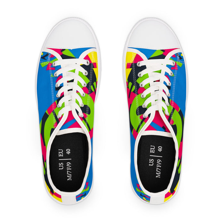 Women's Low Top Sneakers – Neon Geometric Abstract, Custom, Memory Foam Comfort
