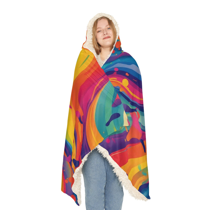 Snuggle Hooded Blanket – Ultra-Soft, Artistic Rainbow Abstract Design