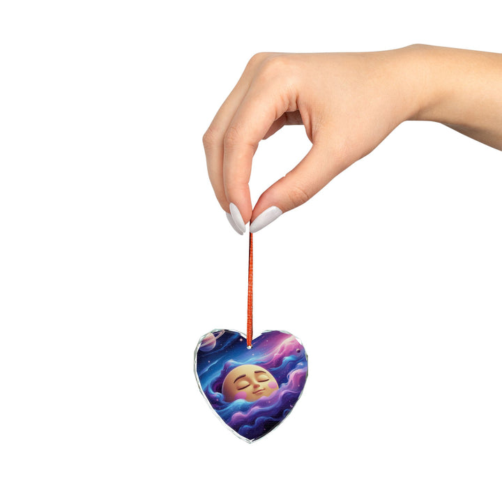 Galaxy Moon Crystal Glass Ornament – Cute Space Decor, Whimsical Charm