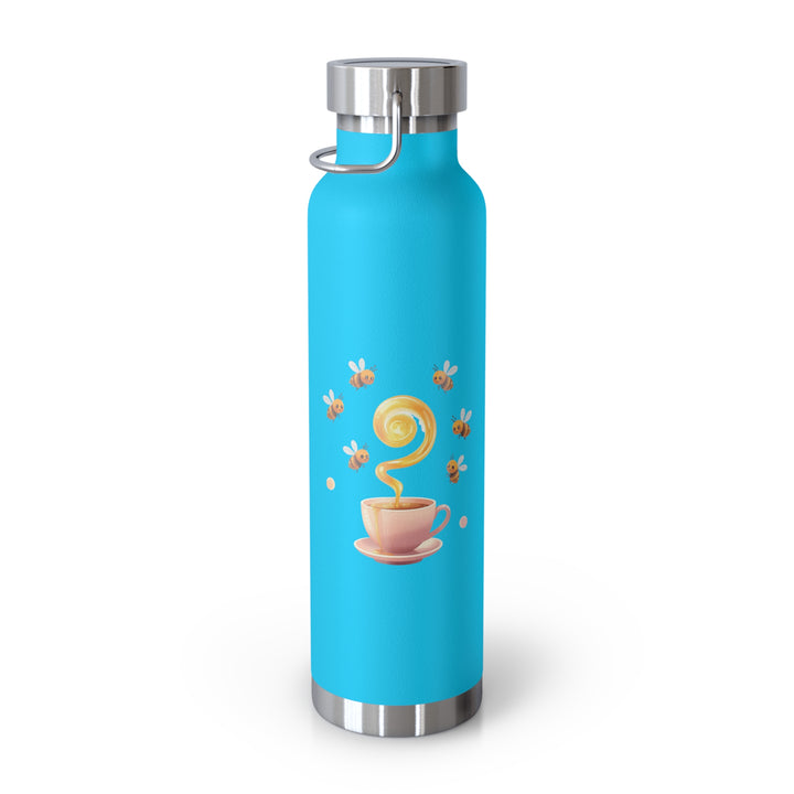 Cute Bees & Honey Pink Copper Vacuum Insulated Bottle – 22oz Trendy Flask