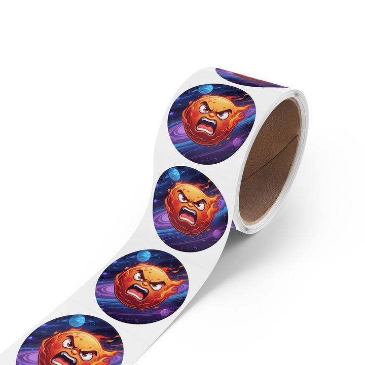 Fiery Cosmic Round Sticker Label Rolls – Durable, Stylish, Space-Themed!