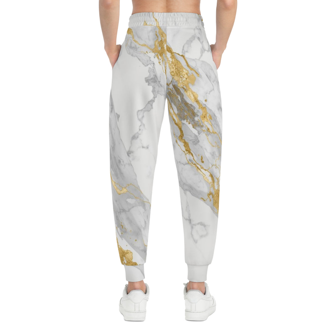 Marble Gold Athletic Joggers – Luxe All-Over Print, Modern Comfort Fit