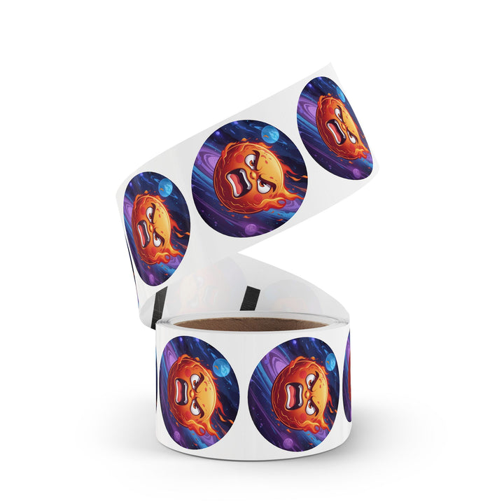Fiery Cosmic Round Sticker Label Rolls – Durable, Stylish, Space-Themed!