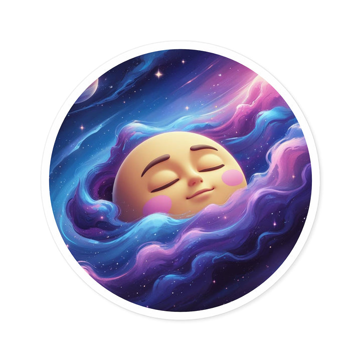 Dreamy Galaxy Moon Round Sticker – Weatherproof, Custom Vinyl Decal